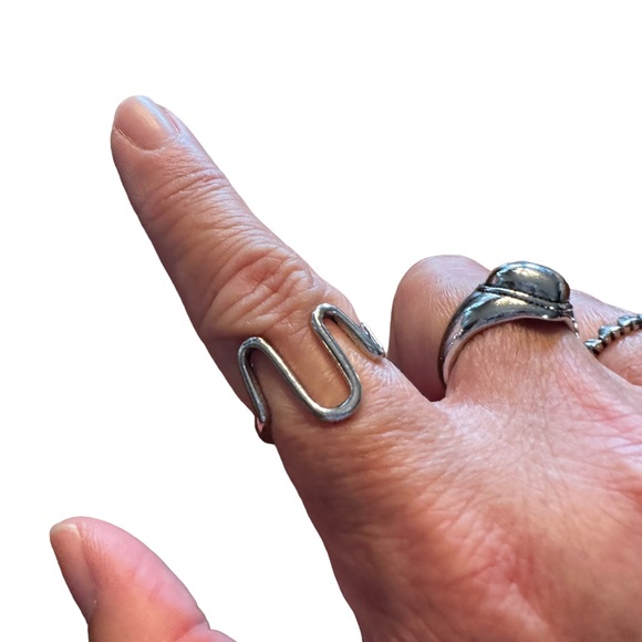 3 Piece Silver Cuff Ring Set - Picture 2 of 8